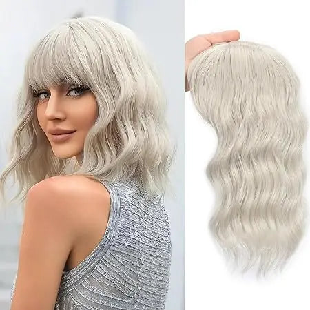 Summer Breathable Natural Wavy Hair Topper With Bangs For Women With Thinning Hair - VIVACROWN