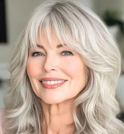 Summer Breathable Natural Wavy Hair Topper With Bangs For Women With Thinning Hair - VIVACROWN
