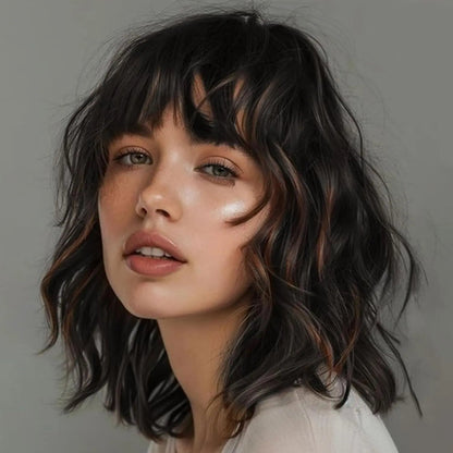 Summer Breathable Natural Wavy Hair Topper With Bangs For Women With Thinning Hair - VIVACROWN
