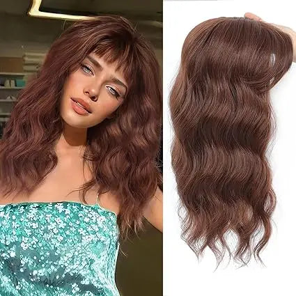 Summer Breathable Natural Wavy Hair Topper With Bangs For Women With Thinning Hair - VIVACROWN