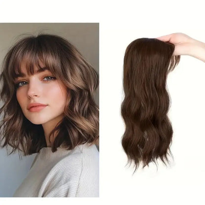Summer Breathable Natural Wavy Hair Topper With Bangs For Women With Thinning Hair - VIVACROWN