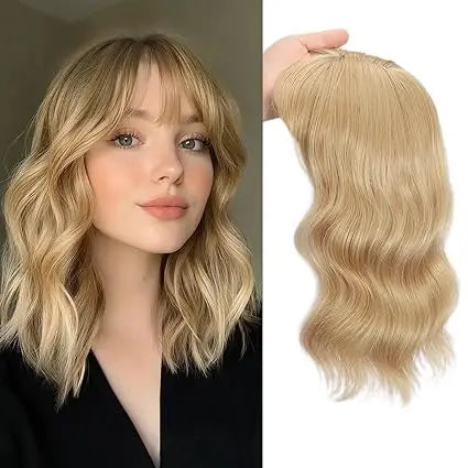 Summer Breathable Natural Wavy Hair Topper With Bangs For Women With Thinning Hair - VIVACROWN
