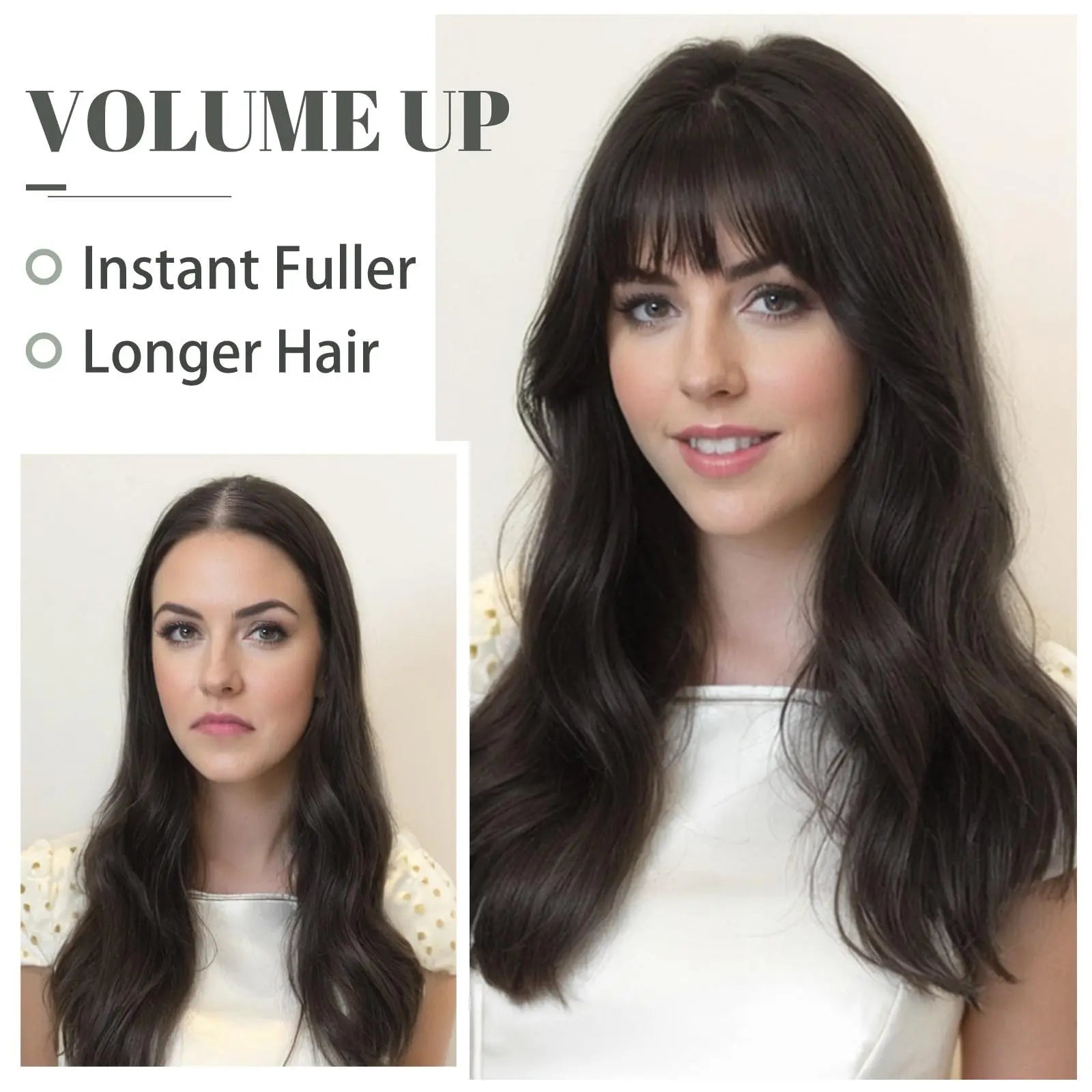 Summer Breathable Natural Wavy Hair Topper With Bangs For Women With Thinning Hair - VIVACROWN