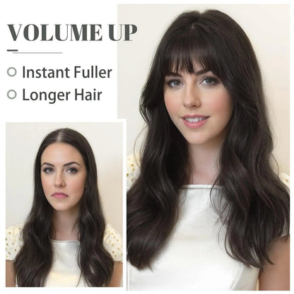 Summer Breathable Natural Wavy Hair Topper With Bangs For Women With Thinning Hair - VIVACROWN