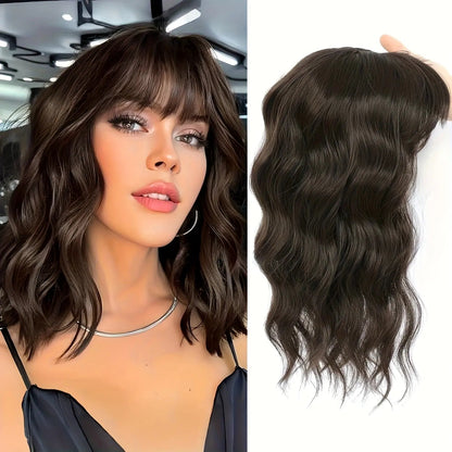 Summer Breathable Natural Wavy Hair Topper With Bangs For Women With Thinning Hair - VIVACROWN