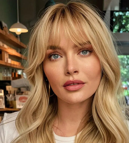 Summer Breathable Natural Wavy Hair Topper With Bangs For Women With Thinning Hair - VIVACROWN