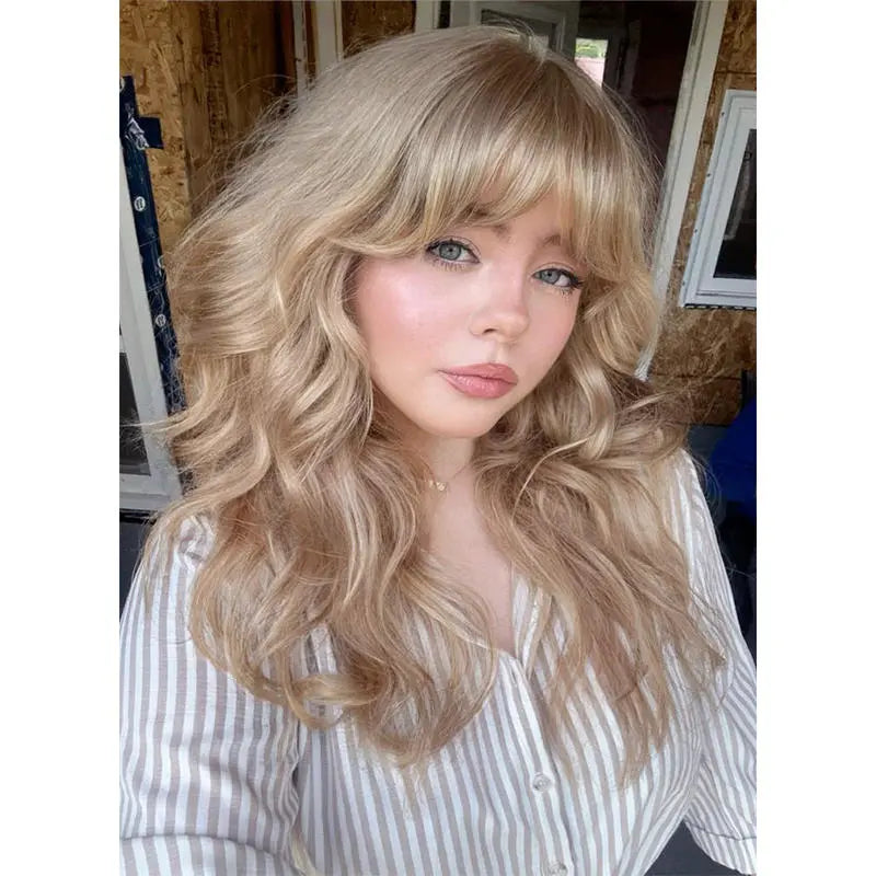 Summer Breathable Natural Wavy Hair Topper With Bangs For Women With Thinning Hair - VIVACROWN