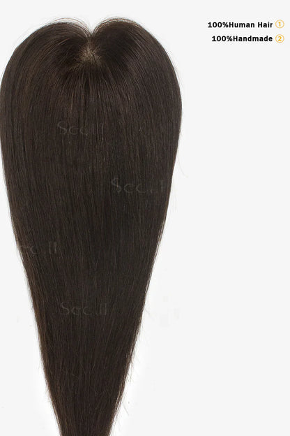 Flavia Silk Top Remy Human Hair Topper Dark Brown #2
