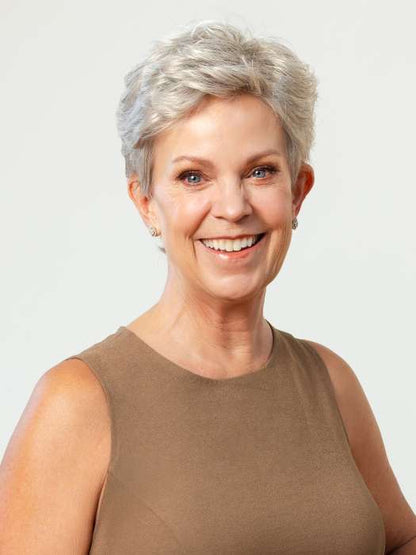 Susan Sparks @an_affair_with_hair wearing TAB by ELLEN WILLE in color SILVER MIX | Pure Silver White and Pearl Platinum Blonde Blend