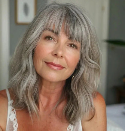 Summer Breathable Natural Wavy Hair Topper With Bangs For Women With Thinning Hair - VIVACROWN