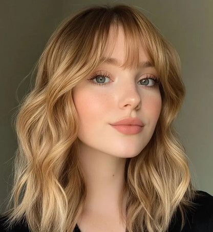 Summer Breathable Natural Wavy Hair Topper With Bangs For Women With Thinning Hair - VIVACROWN